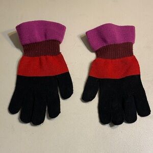 Women’s Colorblock Knit Gloves - Black, Red & Pink